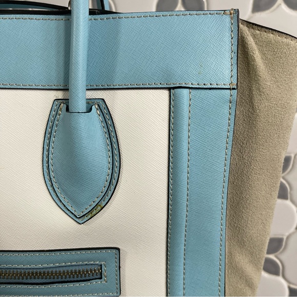 Authentic Valentino Cynthia By Mario -Handbag Tote White And Blue - Picture 7 of 12